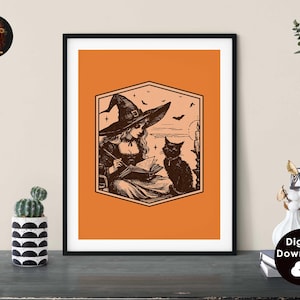 Witchy Decor Halloween Wall Art Printable Vintage Witch Halloween Rustic Halloween Decor Vintage Halloween Painting Vintage Witch Wall Art