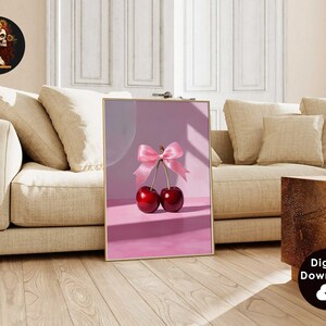 Feminine Poster Preppy Print Cherry Art