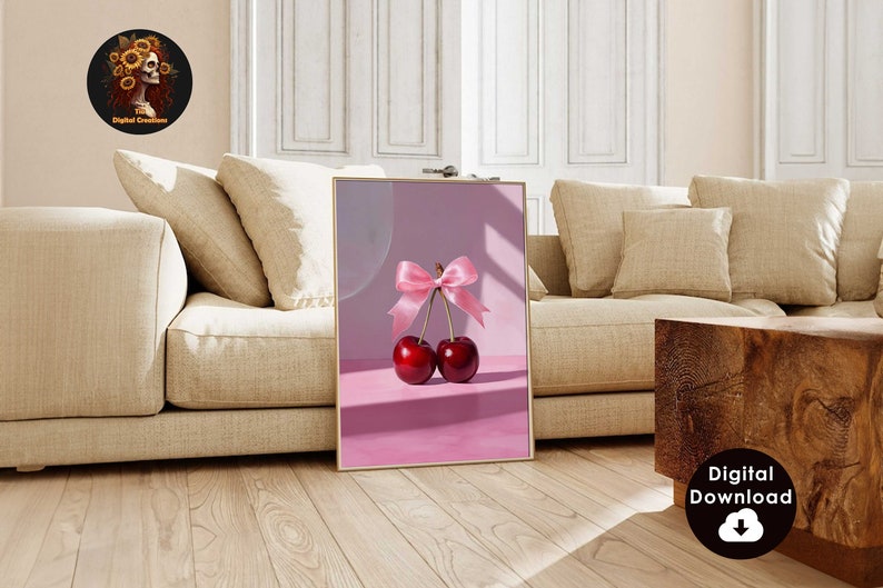 Feminine Poster Preppy Print Cherry Art