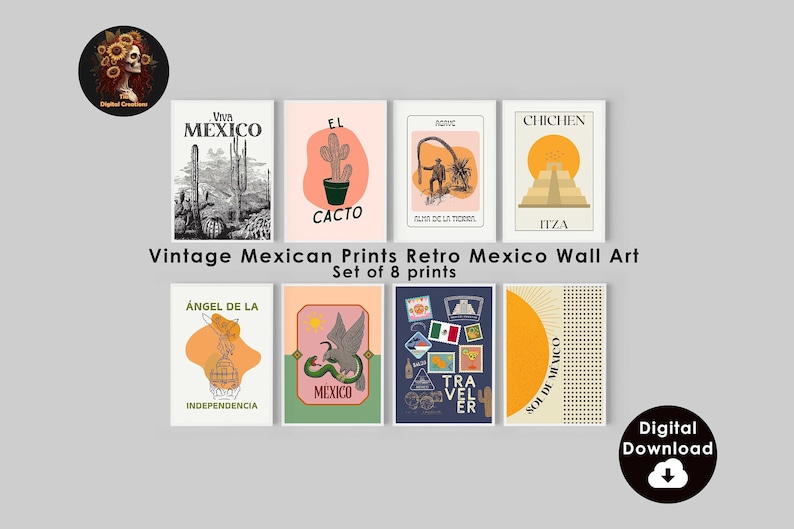 Vintage Mexican Prints Retro Mexico Wall Art | Trendy Mexico Art Prints ...