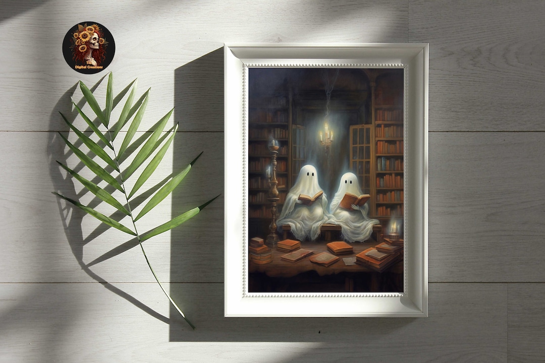 Vintage Library Ghost Print | Wall Art | Halloween Decor | Academia ...