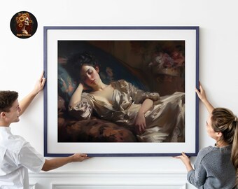 Victorian Woman Portrait Print | Moody Dark Academia Wall Art (Digital Download)
