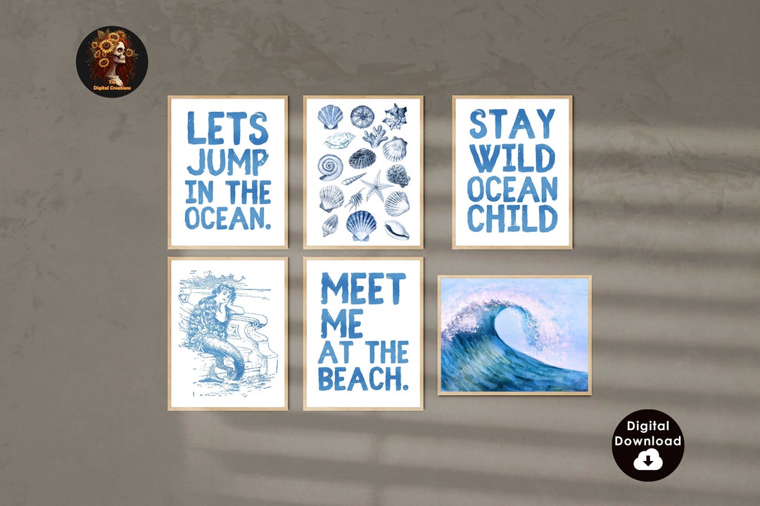 Coastal Cowgirl Wall Art Set of 6 Prints Beachy Coquette Decor Baby ...