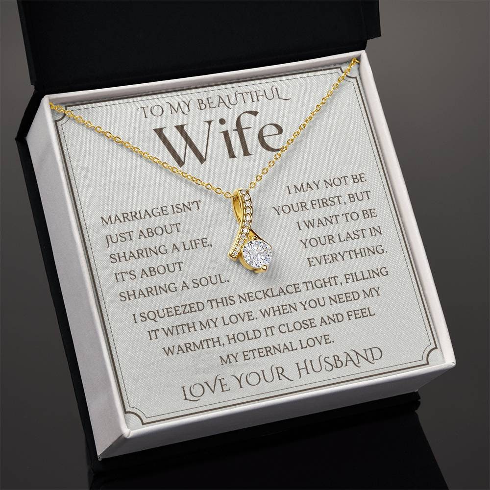 "You're My Queen Forever" Heart Necklace - 22" Gold Plated Stainless Steel Anniversary Gift