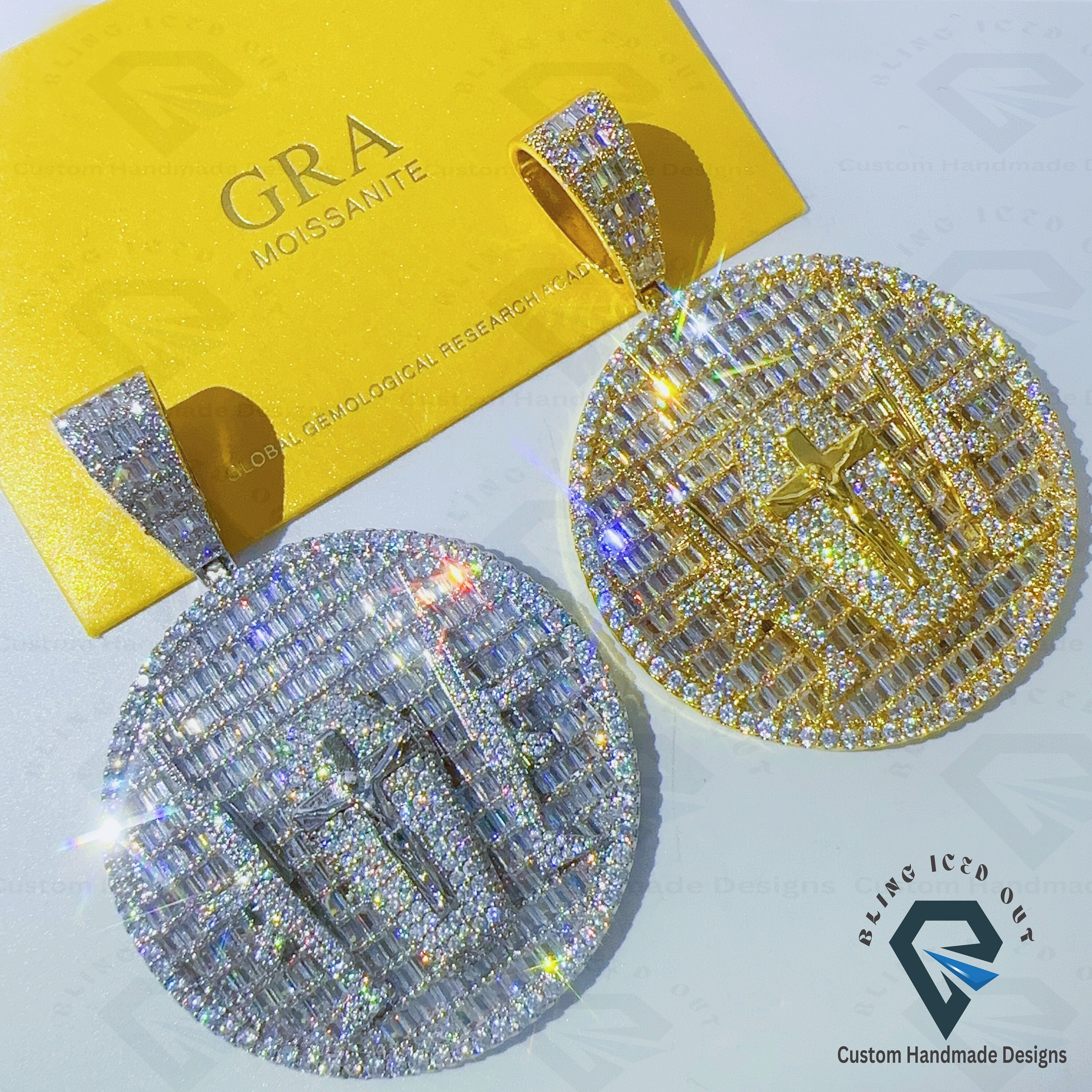 Iced Out Moissanite Baguette Circle Pendant: Custom Hip Hop Rapper ...