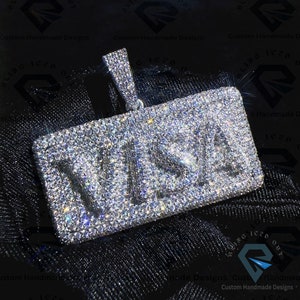25.23CTW Custom Name Letter/Logo Pendant,Iced Out Hip Hop VVS Colorless Round Moissanite  Rapper Pendant,14kt White gold plated.