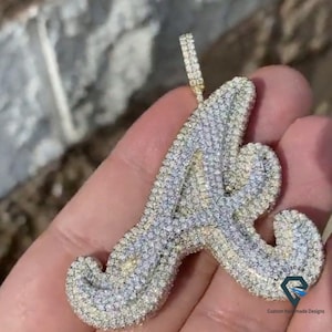 Iced Out Bling Unisex Pendent Jewelry, Initial 'A' Letter Pendent, 14k Gold Plated Hip Hop Pendent With Two Color Tone,Alphabet Gift Pendent