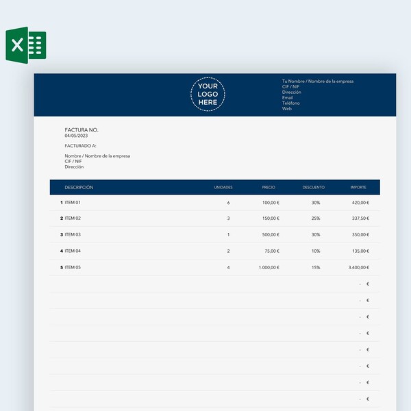 Spanish Invoice Template Etsy