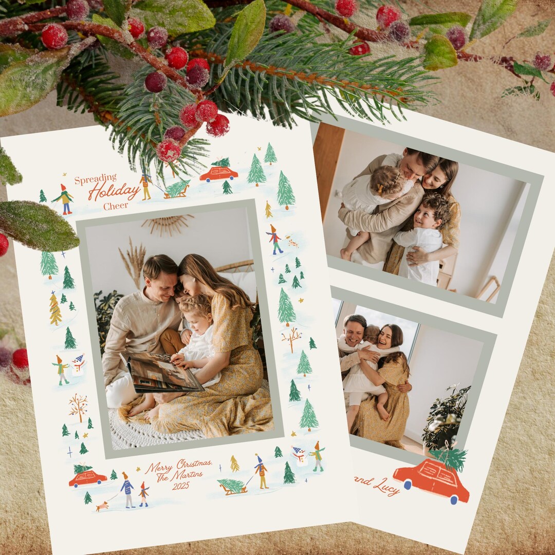 Editable Christmas Card Template, Digital Download, Drag & Drop Family ...