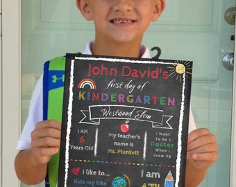 Editable First Day Of School Sign, Chalkboard Back to School Sign, Editable and Reusable, Printable, Instant Edit & Download, Canva, Teacher