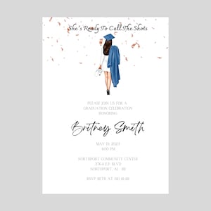 Nurse Illustration | Nurse Graduation Party Invitation | She&#39;s Ready to Call the Shots | Customizable Digital Download