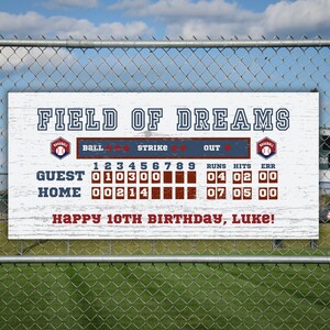 Editable Personalized Baseball Scoreboard Vinyl Banner Template | Party | Personalized Sign | Happy Birthday | Little League Party