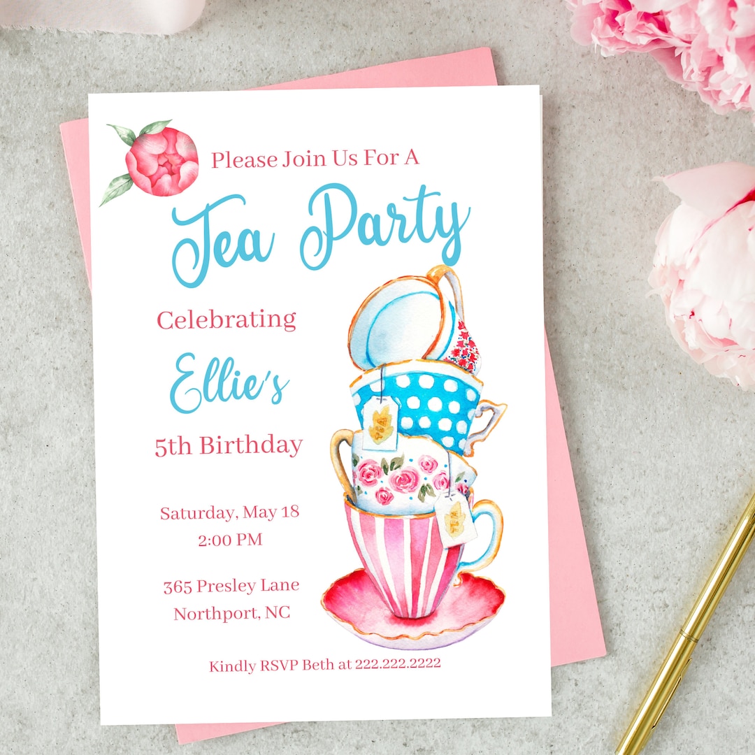 Editable Tea Party Invitation | Printable Invitation | Peony and ...