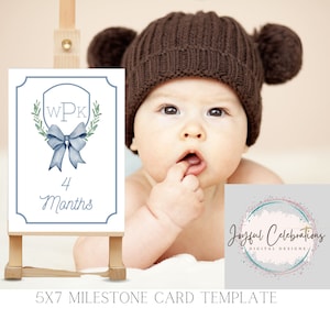 Baby Milestone Cards | Watercolor Crest  | Baby Shower Gift | New Baby Milestones Gift | Baby Month Photo | Monogram Baby