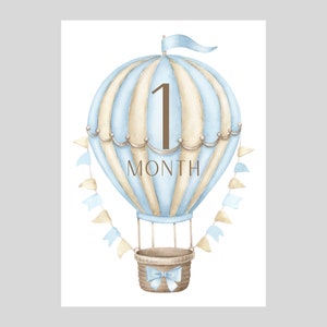 Cartes d'étape de bébé | Montgolfière aquarelle unisexe | Cadeau de douche de bébé | Nouveau cadeau de jalons pour bébé | Photo du mois de bébé