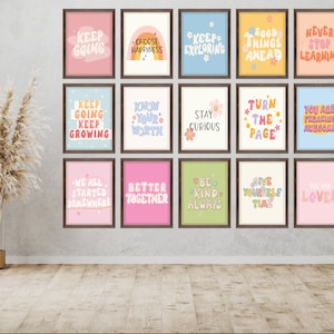 Printable Wall Art Poster Set, Set of 15 Poster, Positive Affirmation Poster Set, Retro Posters, Inspirational Wall Art, DIGITAL DOWNLOAD