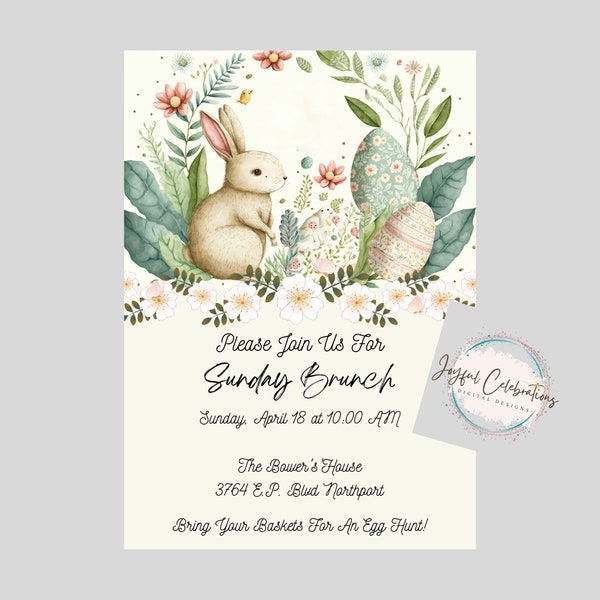 Editable Easter Brunch | Printable invitation Template | Sunday School | Egg hung | PDF Instant Download