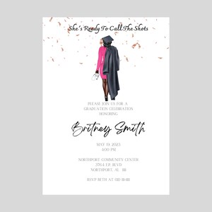Nurse Illustration | Nurse Graduation Party Invitation | She&#39;s Ready to Call the Shots | Customizable Digital Download