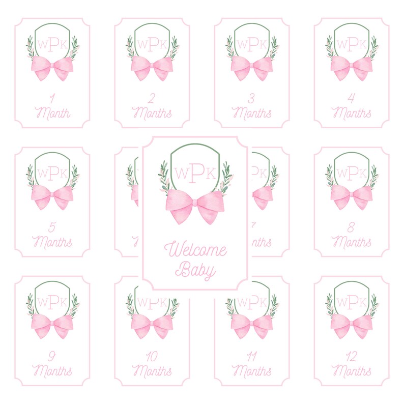 Baby Milestone Cards Watercolor Crest Baby Shower Gift - Etsy