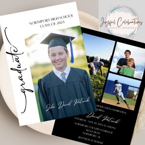 Minimalist Senior Announcement Card | Modern Graduation Announcement | Graduation Party CANVA Template | Multiple Photo Graduation Invite