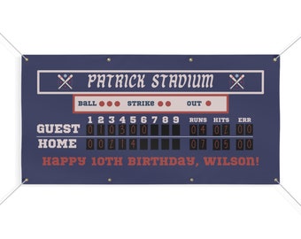 Personalized Baseball Scoreboard Vinyl Banner | Party | Personalized Sign | Happy Birthday