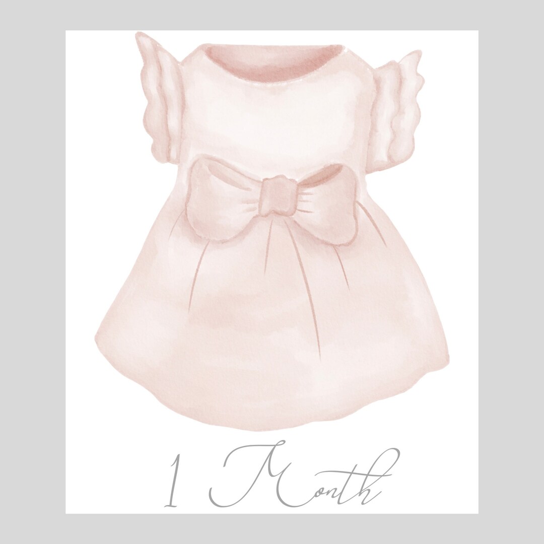 Baby Milestone Cards Watercolor Pink Dress Baby Shower Gift New Baby ...