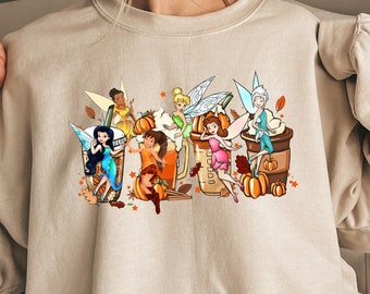 Disney Tinker Bell Coffee Sweatshirt,Halloween Tee,Disney Halloween Coffee Sweatshirt,Vintage Fall Season Sweatshirt,Disney Characters Shirt