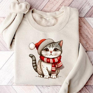 Cute Christmas Cat Sweatshirt, Christmas Shirts, Christmas Cat Shirt, Cat Lover Shirt, Meowy Christmas Shirt, Christmas Gifts For Cat Lover
