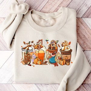 Vintage Halloween Chip Dale Coffee Shirt, Chip and Dale Halloween Shirt, Disney Halloween Coffee Sweatshirt, Vintage Fall Season Sweatshirt