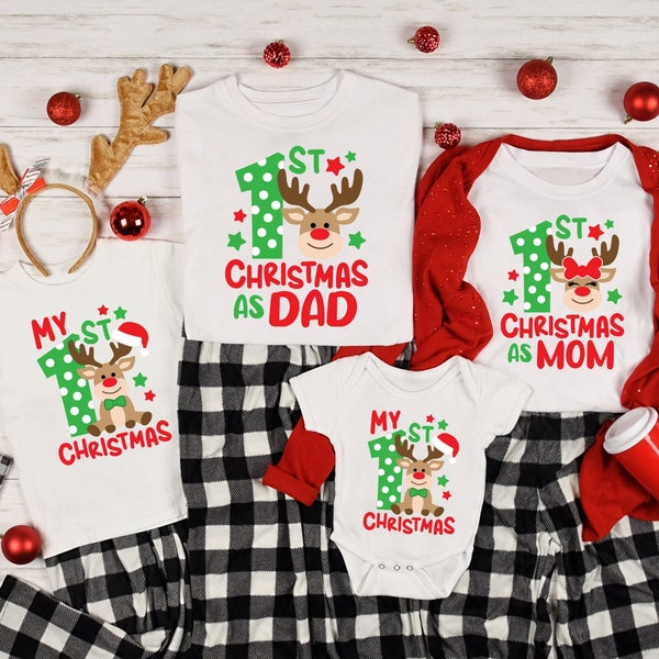 1st Christmas As A Family T-Shirt, Christmas Matching Family Shirt, First Christmas As Dad, First Christmas As Mom, Xmas Baby Announcement