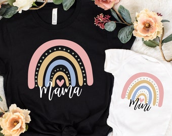 Mama and Mini Rainbow Shirts, Me and Mini Me Shirts, Mother's Day Shirts, Mother's Day Shirts, Gift for New Mom, Matching Mama and Mini Tee