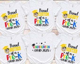 Camiseta de graduación de preescolar familiar personalizada, agregue la foto Camiseta de graduación 2025, camiseta de graduación de preescolar, graduación de preescolar personalizada, camiseta de preescolar