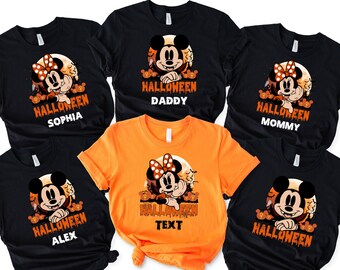 Personalized Disney Halloween Family Shirt, Disney Shirt, Custom Disney Family Shirt, Disney Custom Mickey And Minnie Shirt, Halloween Shirt