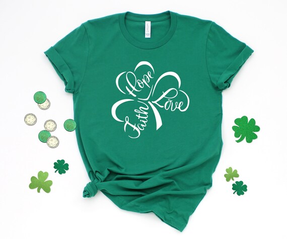Faith Hope Love Shamrock St Patrick’s Day Kids Shirt Faith Hope Love Shamrock St Patrick’s Day Kids Shirt