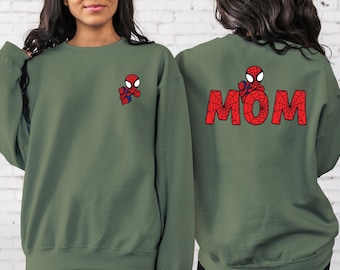 2 Side Spiderman Family Sweatshirt, Custom Family Spider Shirt, Spiderman Matching Shirt, Spider Dad, Spider Mom, Spiderman Birthday Shirt