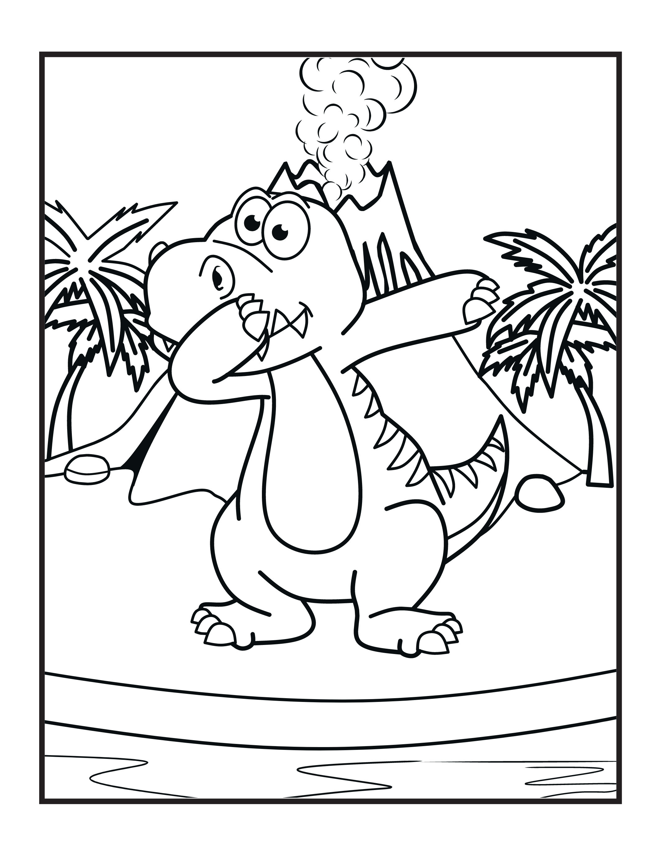 Dinosaur Landscape Coloring Page