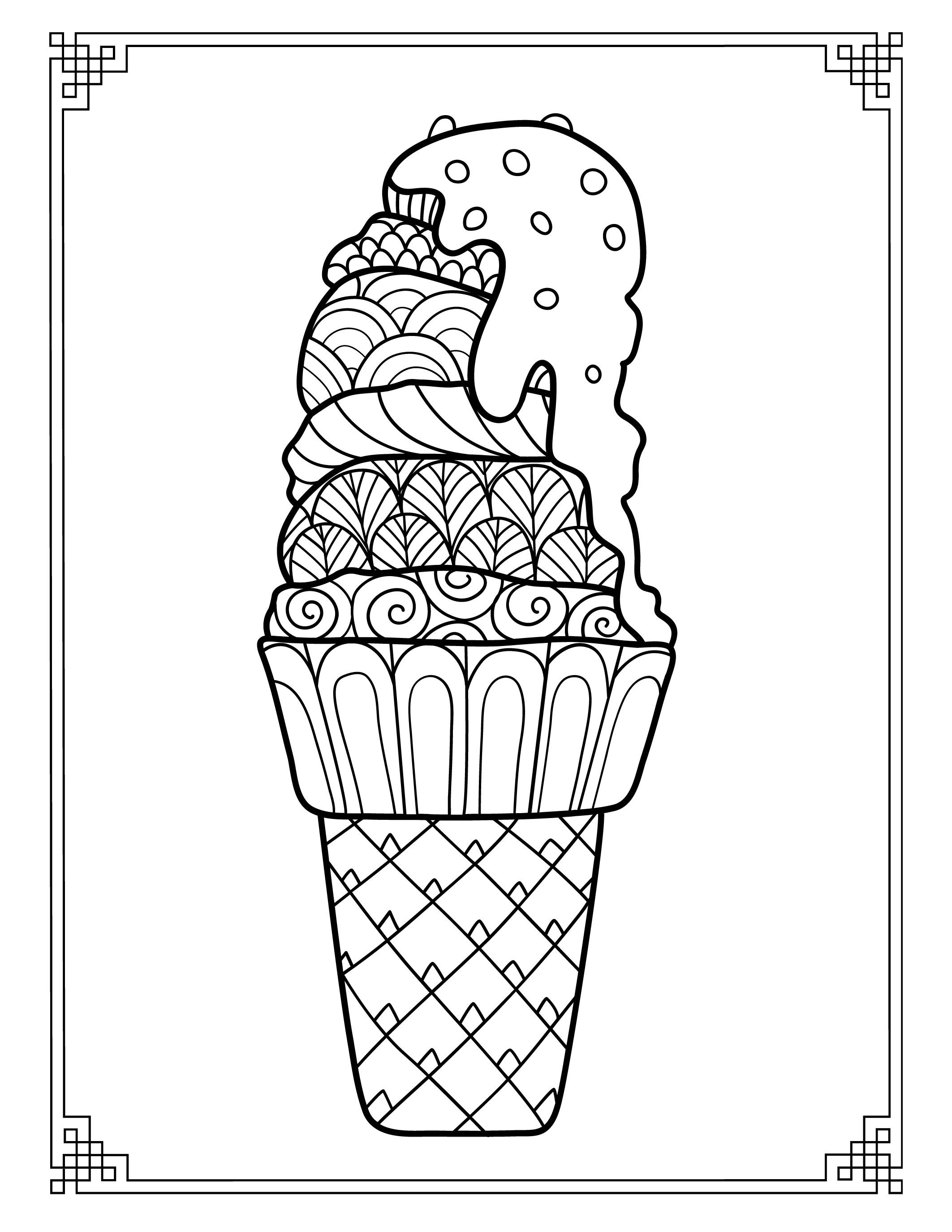 Ice Cream Coloring Pages for Adults Seniors Mindfulness - Etsy