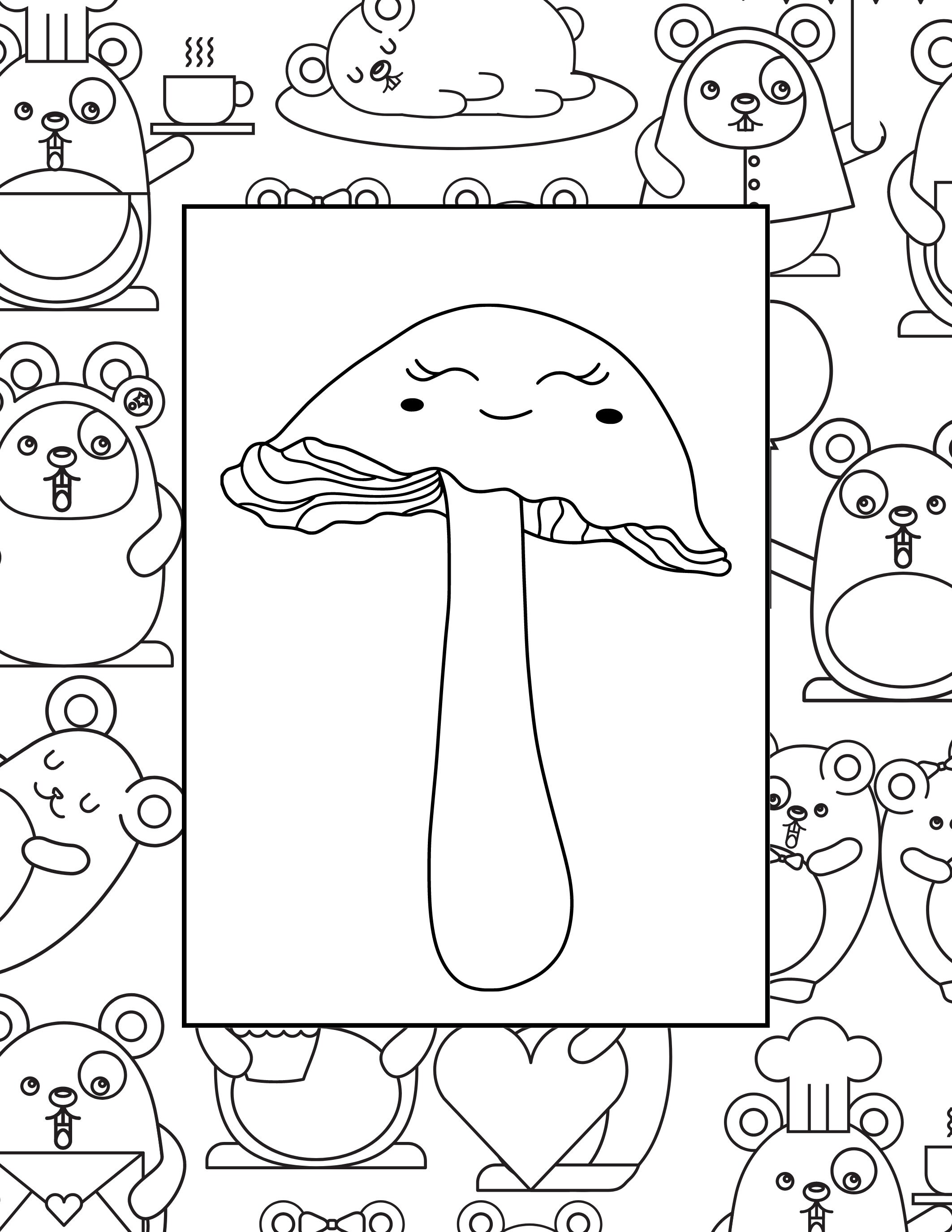 Kawaii Mushroom Printable Coloring Pages Instant Download - Etsy