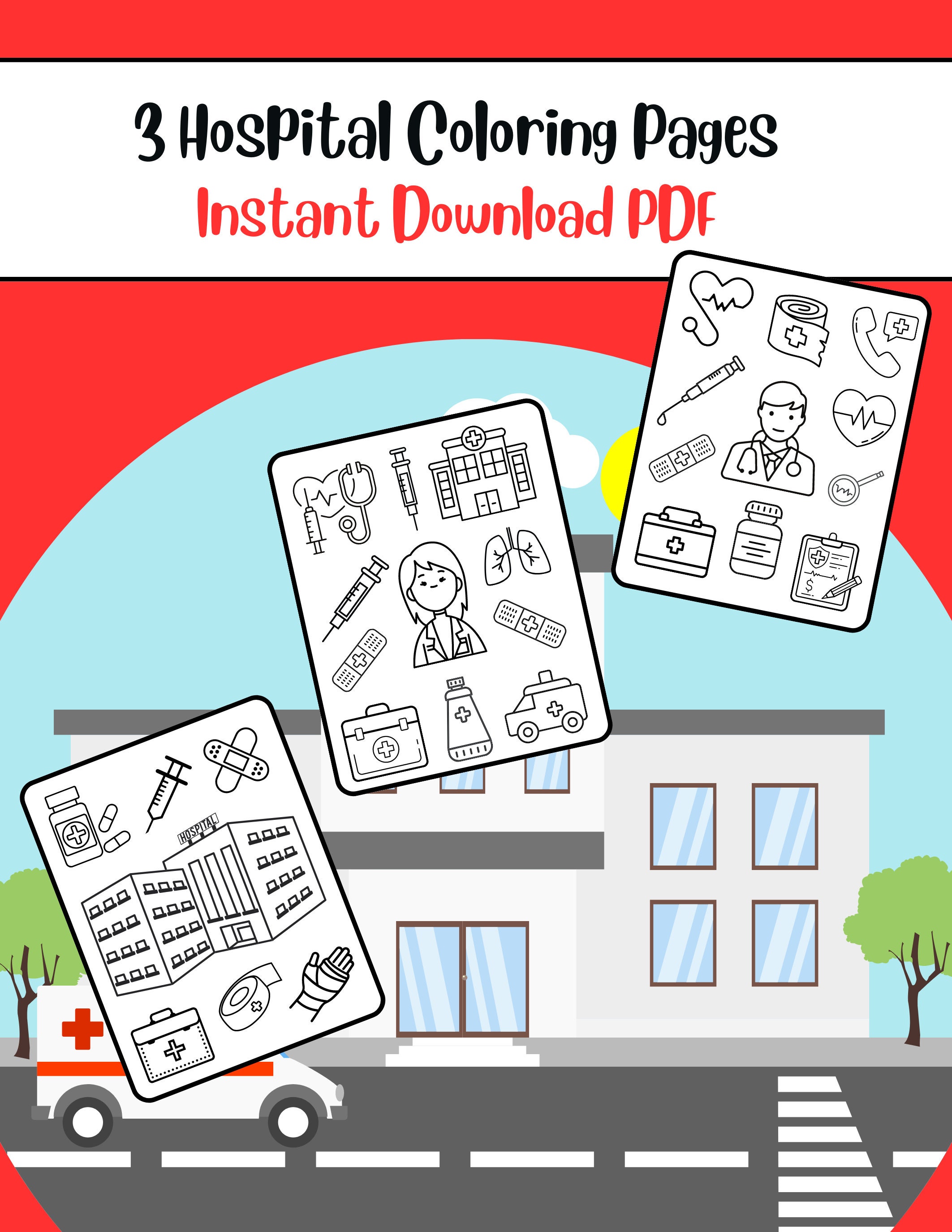 Hospital Coloring Pages For Kids - Il Fullxfull.5035785323 Kf68