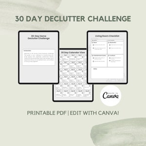 30 Day Declutter Challenge, Declutter In a Month, Printable Declutter Plan, Declutter checklist, Printable and Customizable Checklist