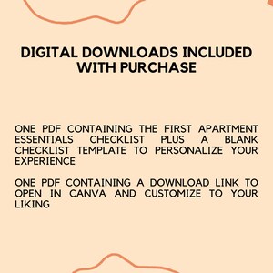 First Apartment Essentials Checklist Printable, Editable in Canva