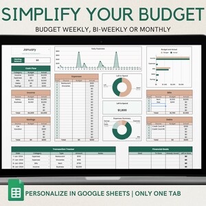 Budget Planner for Google Sheets, Monthly Budget Spreadsheet, Paycheck Budget Tracker, Weekly Budget Template, Biweekly Budget, Budgeting