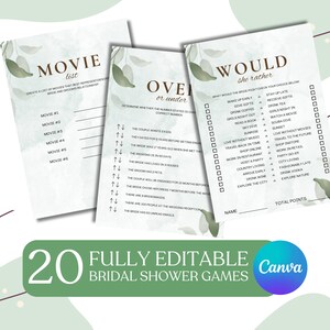 20 Fun Tea Party Printable Bridal Shower Games & Wedding Shower Game Ideas for Bride Activities - Unique Would She Rather Questions, Bingo
