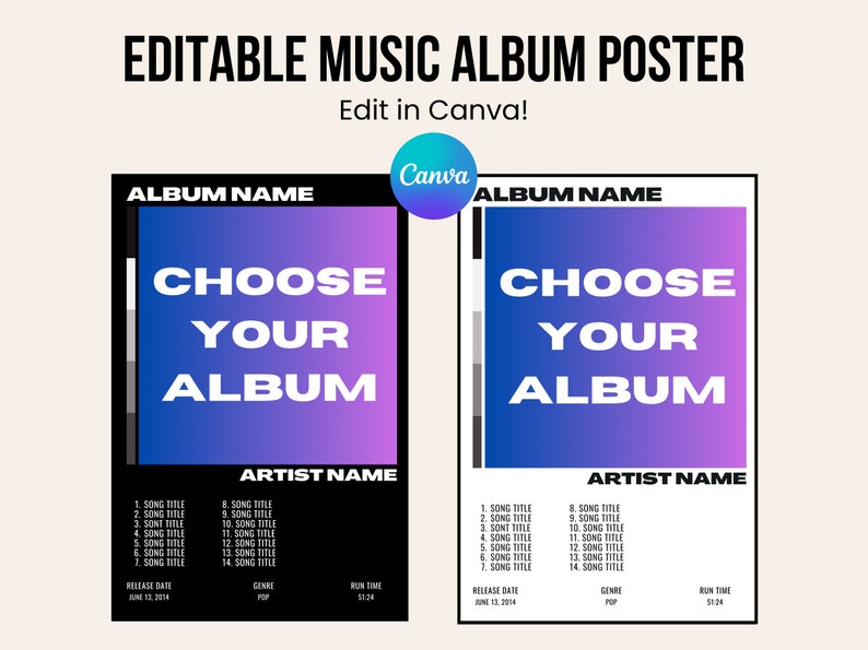 Album Cover Poster Canva Template, Editable Digital Music Poster Album Cover Poster Canva Template, Editable Digital Music Poster