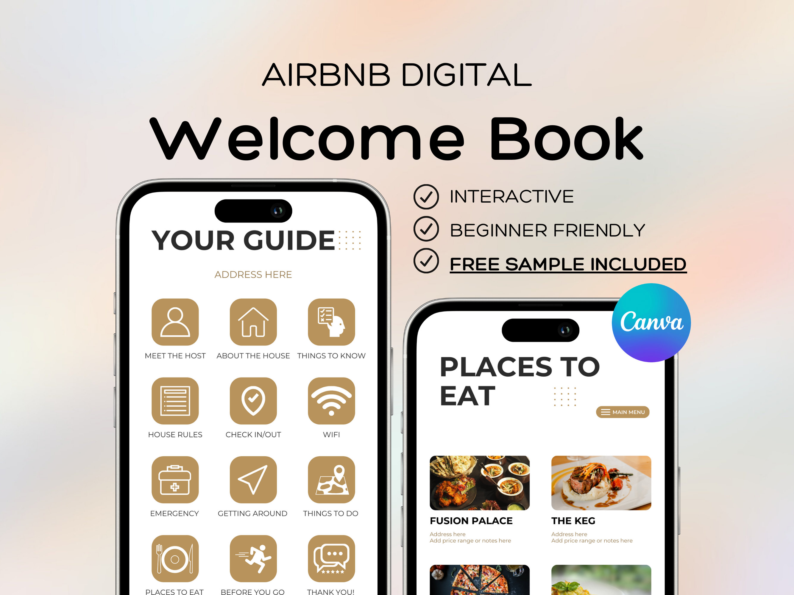 Modern Digital Welcome Book Airbnb Canva, Mobile Digital Welcome Guide ...