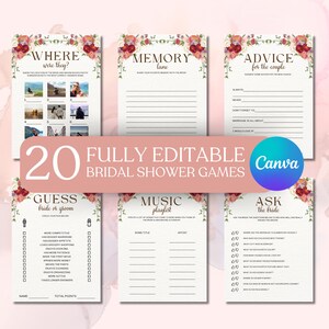 Bridal Shower Games, Floral Bridal Shower Editable Games, Printable Games, Love in Bloom Bridal Shower, Spring Floral Bridal Game Pack