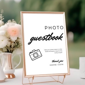 Photo Guestbook Sign, Photo Guestbook Sign Printable, Photo GuestBook Sign Template, Polaroid Wedding Sign, Leave A Photo, Snap It Shake it