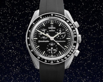 Cinturino MoonSwatch, bracciale di lusso nero | Per orologio Omega x Swatch e Speedmaster MoonWatch, più adatto per Luna e Mercurio