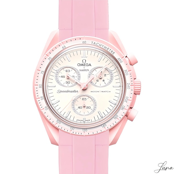 MoonSwatch luxury silicone strap Bracelet Pink 20mm | Best for Omega x Swatch watch Venus