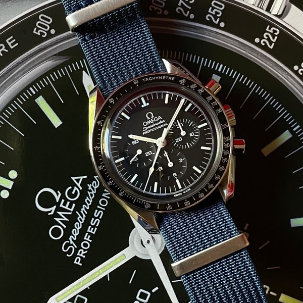 Premium nylon strap for 20mm watch - Blue | Omega MoonSwatch, Speedmaster Moonwatch, Rolex, Seiko, Tissot...
